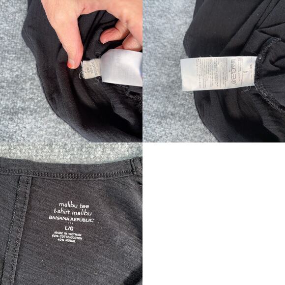 Banana Republic Malibu V-Neck Tee Black Women's Large 60% Cotton Modal - Picture 7 of 7